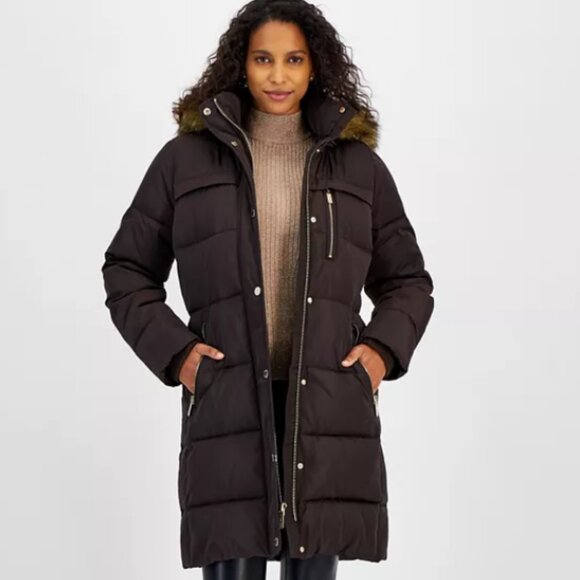 MICHAEL Michael Kors Women's Faux-Fur-Trim Hooded Puffer Coat, Regular & Petite - Picture 1 of 1